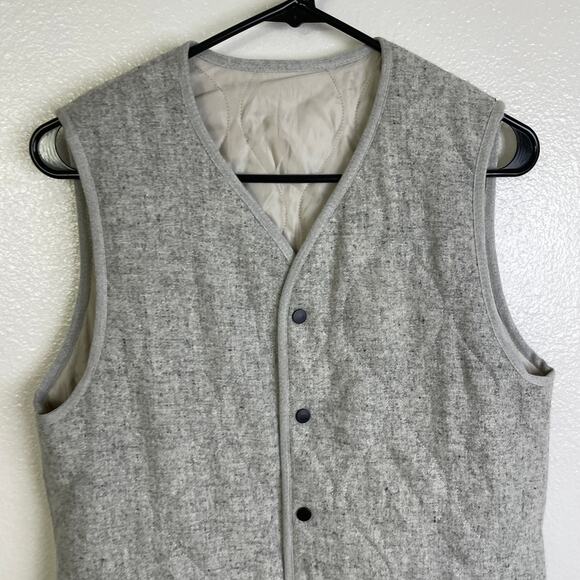 SuitSupply Quilted Bodywarmer Vest Mens XS Gray Jacket Reversible Snap Front - Picture 5 of 13